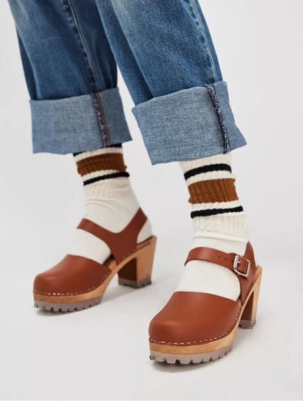 MIA ABBA all Leather 70s style Swedish Mary Jane Clogs